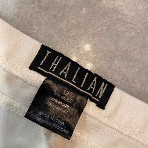 Thalian White Tiered Stretchy Elastic Waist Mini Pencil Skirt Size 12 - Picture 9 of 9